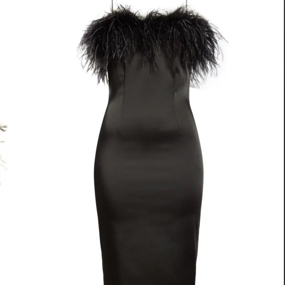 Lilya Feather Trim Satin Dress VERONICA BEARD - Picture 2 of 10